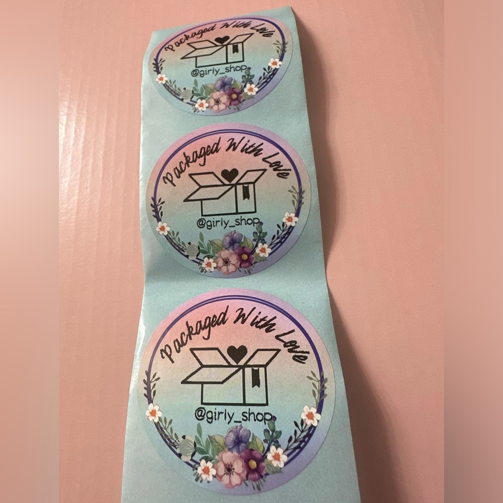 50 ct. Custom Floral Design Berry Sherbet 2” Round Packaging Stickers